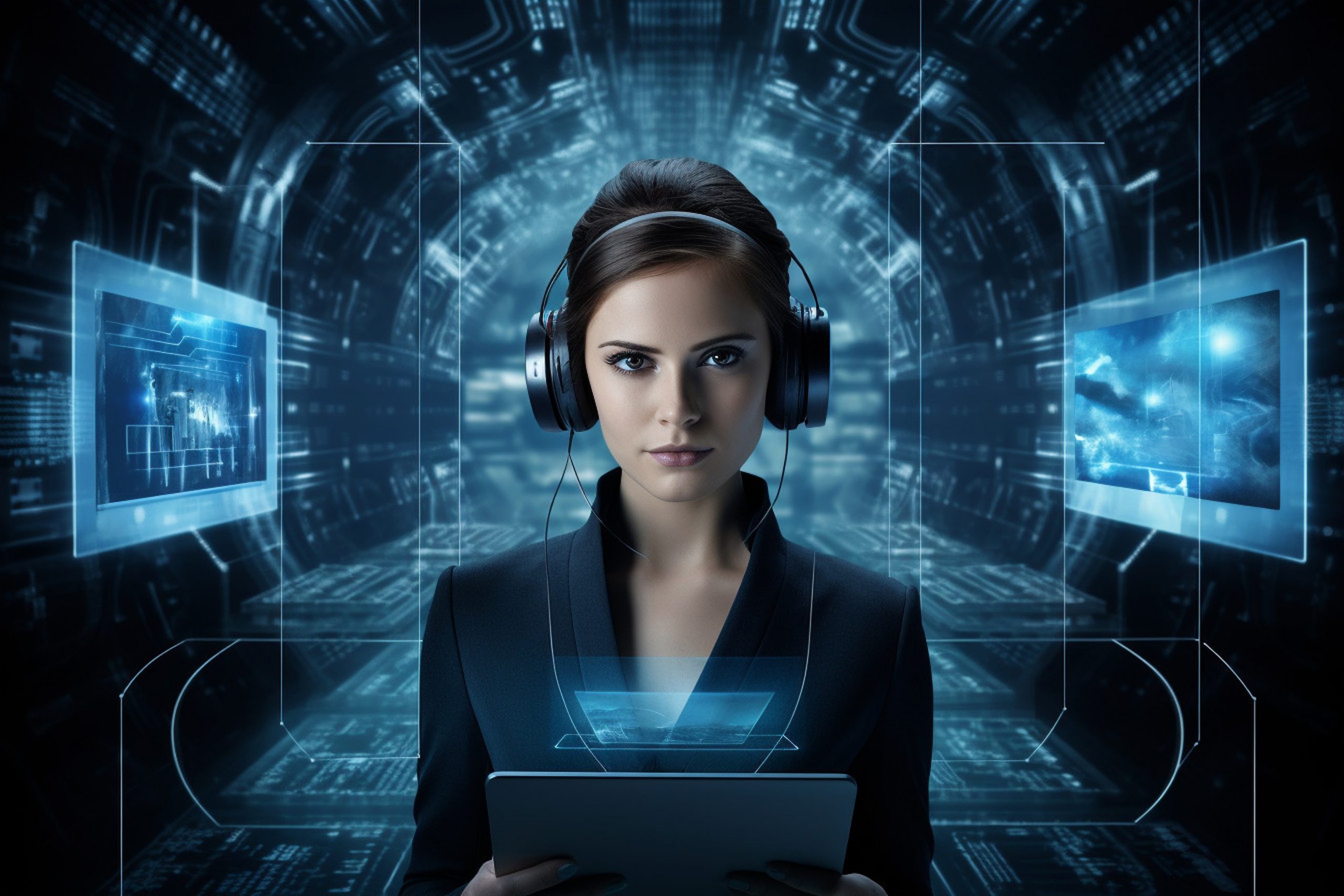 Agentes virtuales de atención al cliente operando en un contact center moderno.